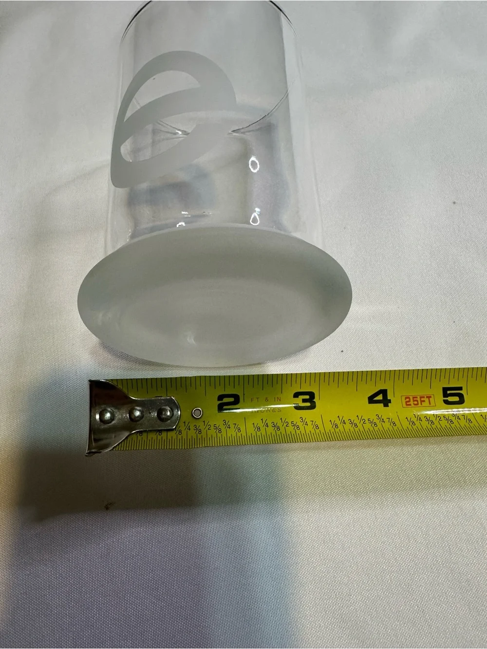 Set of 6 Clear Glass Tumblers with Frosted Emblem the letter E - Clear